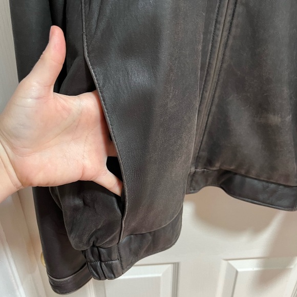 Andrew Marc New York Mens Leather Jacket Brown Bomber Full Zip XL Butter Soft - Picture 3 of 11